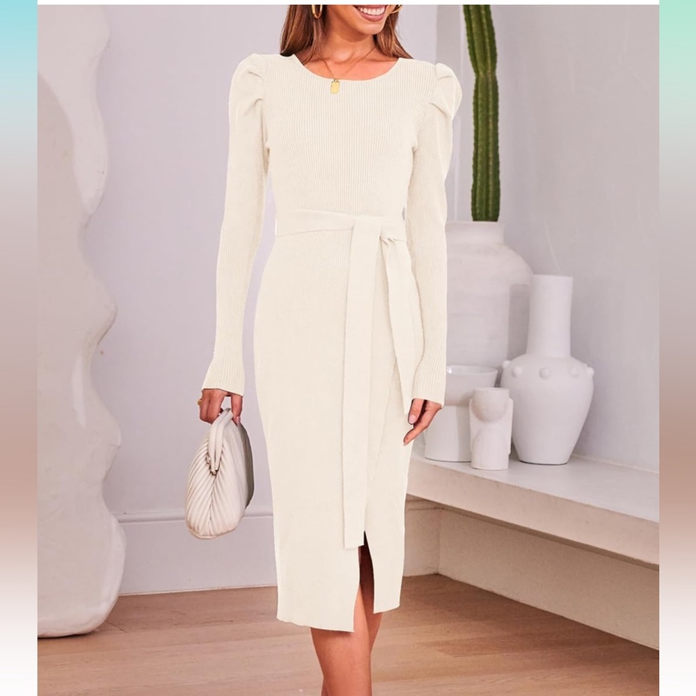 Midi dress, size S, color ivory